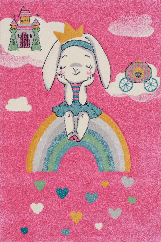 Sintelon tepih Pastel Kids L9RVR Sintelon dječiji tepih Pastel Kids L9 RVR sa princezom i dugom u pastelnim bojama