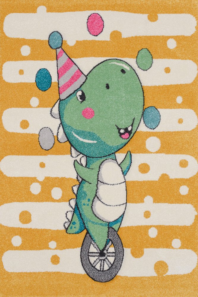 Sintelon tepih Pastel Kids Q5SPY Sintelon dječiji tepih Pastel Kids Q5 SPY sa zelenim dinosaurusom na žutoj podlozi