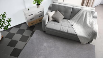 Tepih Gala 01SSS u dnevnoj sobi sa elegantnim minimalističkim stilom