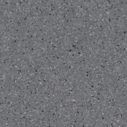 Antistatički pod iQ Toro SC Black Grey 0578 u tamnosivom granuliranom dezenu i diskretnim tamnim detaljima za operacione sale, rendgen sobe, laboratorije, čiste sobe i pozorišta.